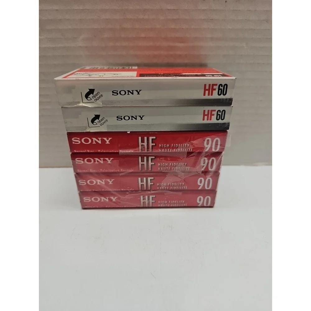 6 Pack SONY HF High Fidelity 90 Minute Blank Media Audio Cassette Tapes